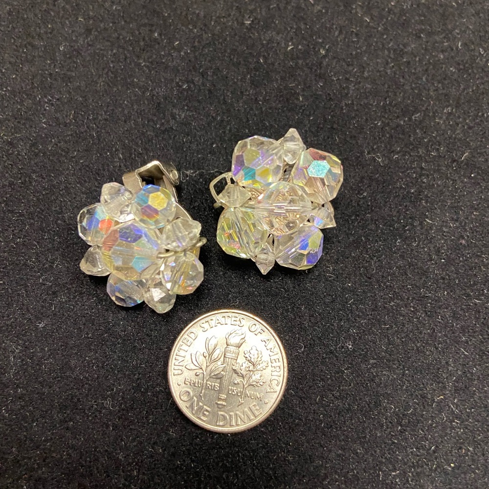Vintage Crystal Bead Clip Earrings